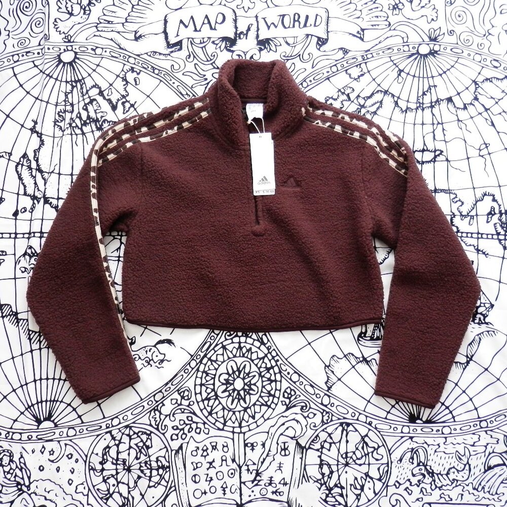 adidas || Essentials Mock Neck Cropped Fleece Quarter Zip Sweater